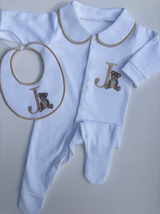 Embroidered Collar Teddy Set