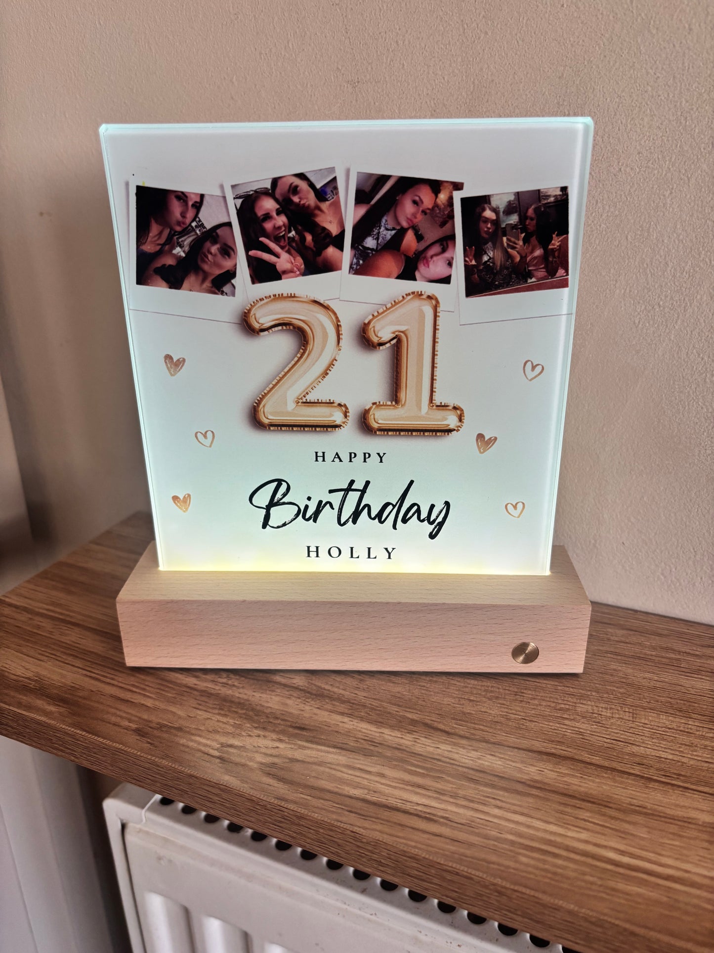 Glass LED Photo - Birthday Design