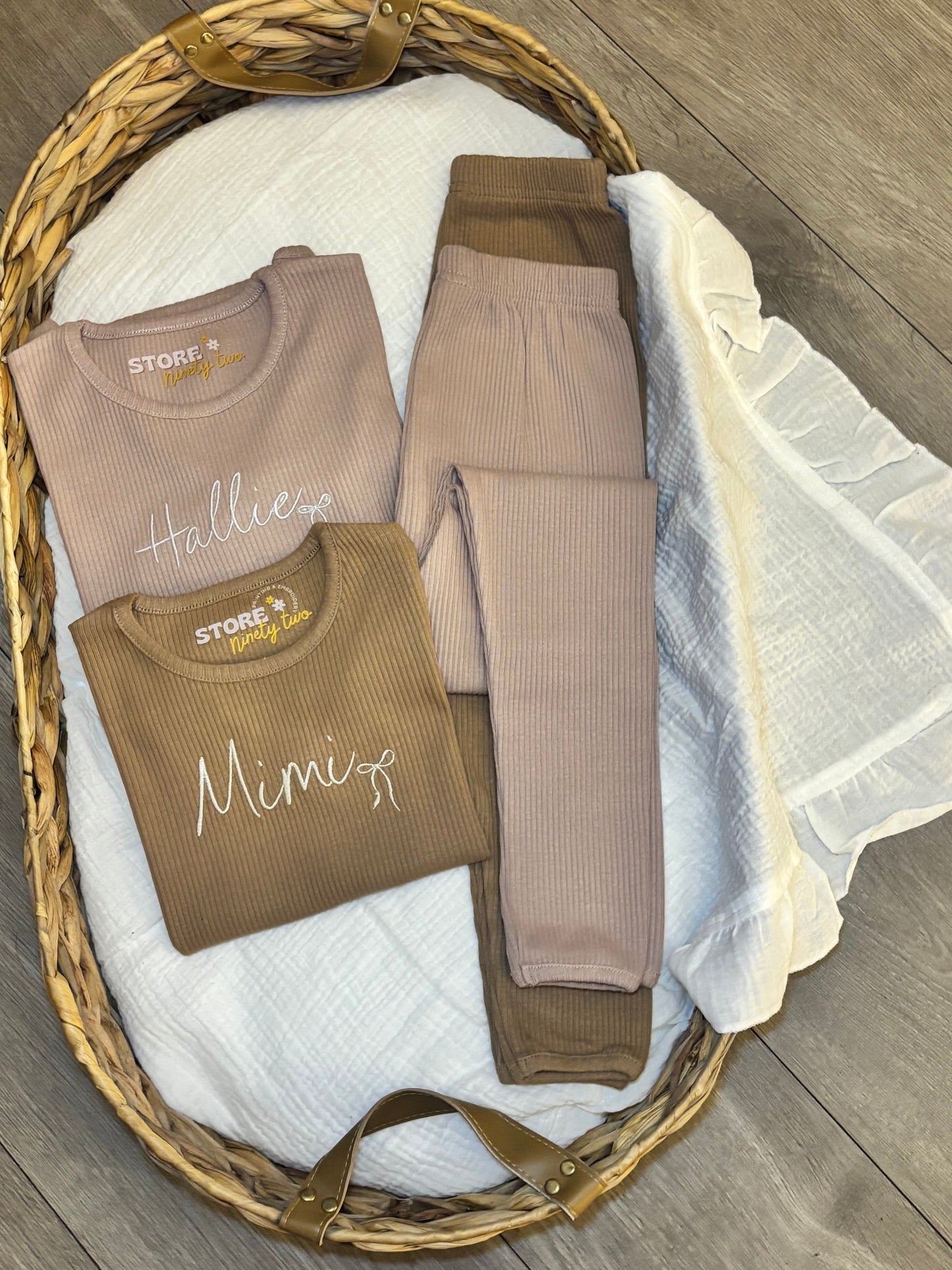 Embroidered Ribbed Loungewear