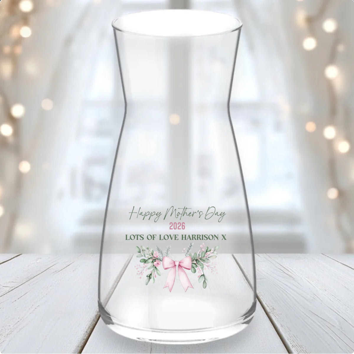 Bow Wreath Personalised Vase