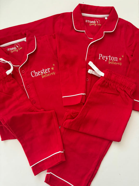 Personalised Embroidered "believes" Pyjamas