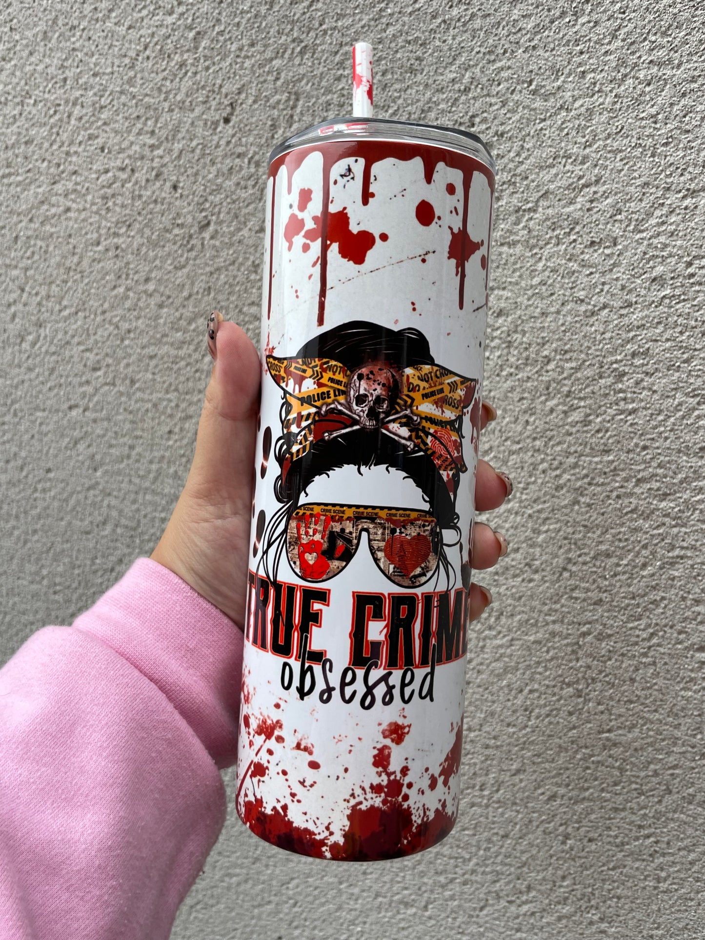 True crime Tumbler with blood  Straw