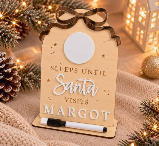 Personalised Wooden Christmas Countdown - Bow Design