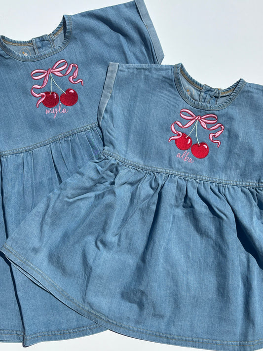 Personalised cherry bow dress