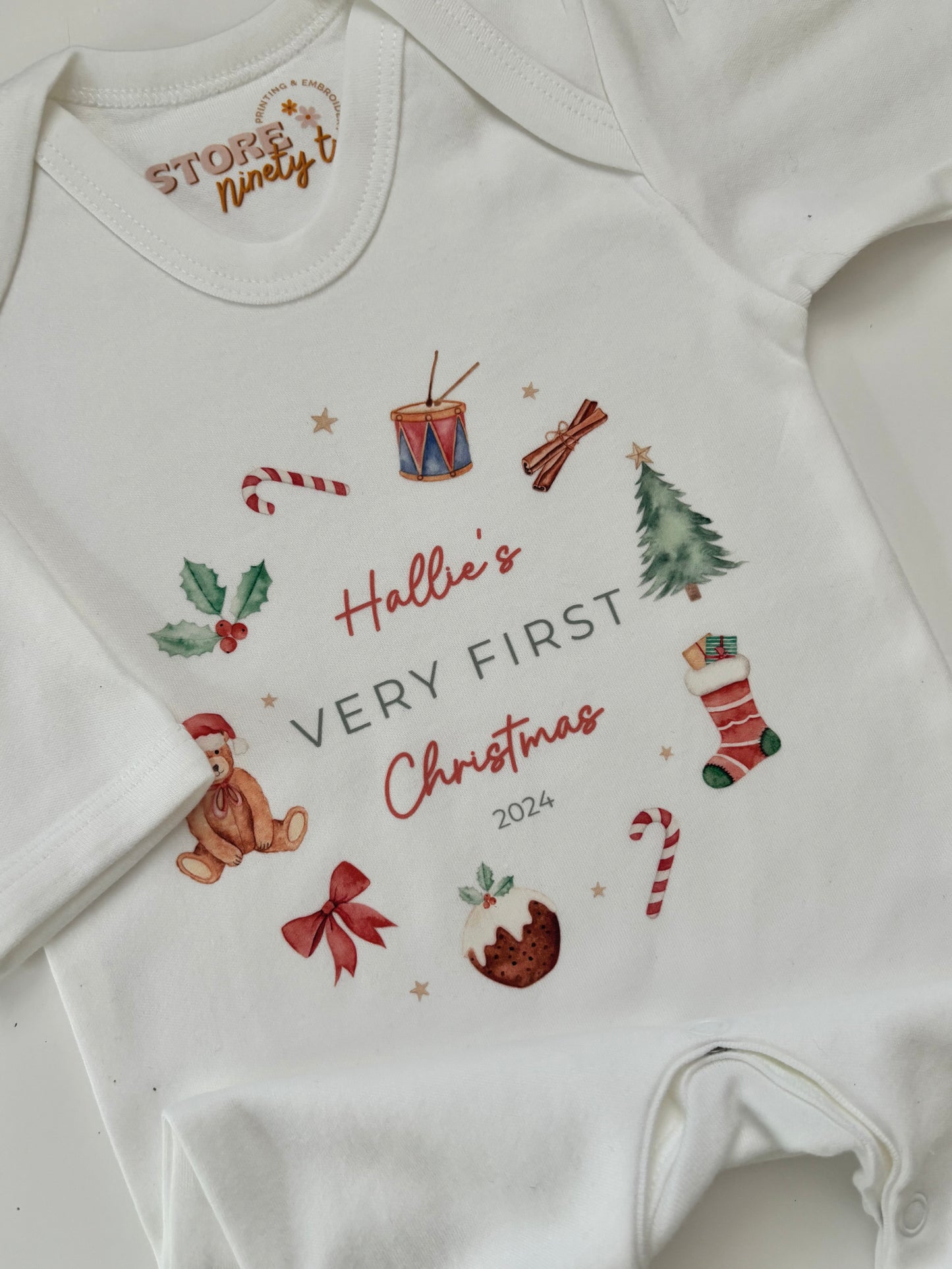 Personalised First Christmas Sleepsuit