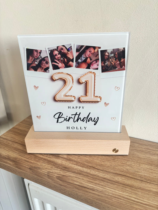 Glass LED Photo - Birthday Design