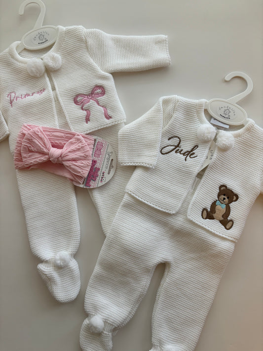 Personalised Embroidered 2-Piece Pom Pom Set