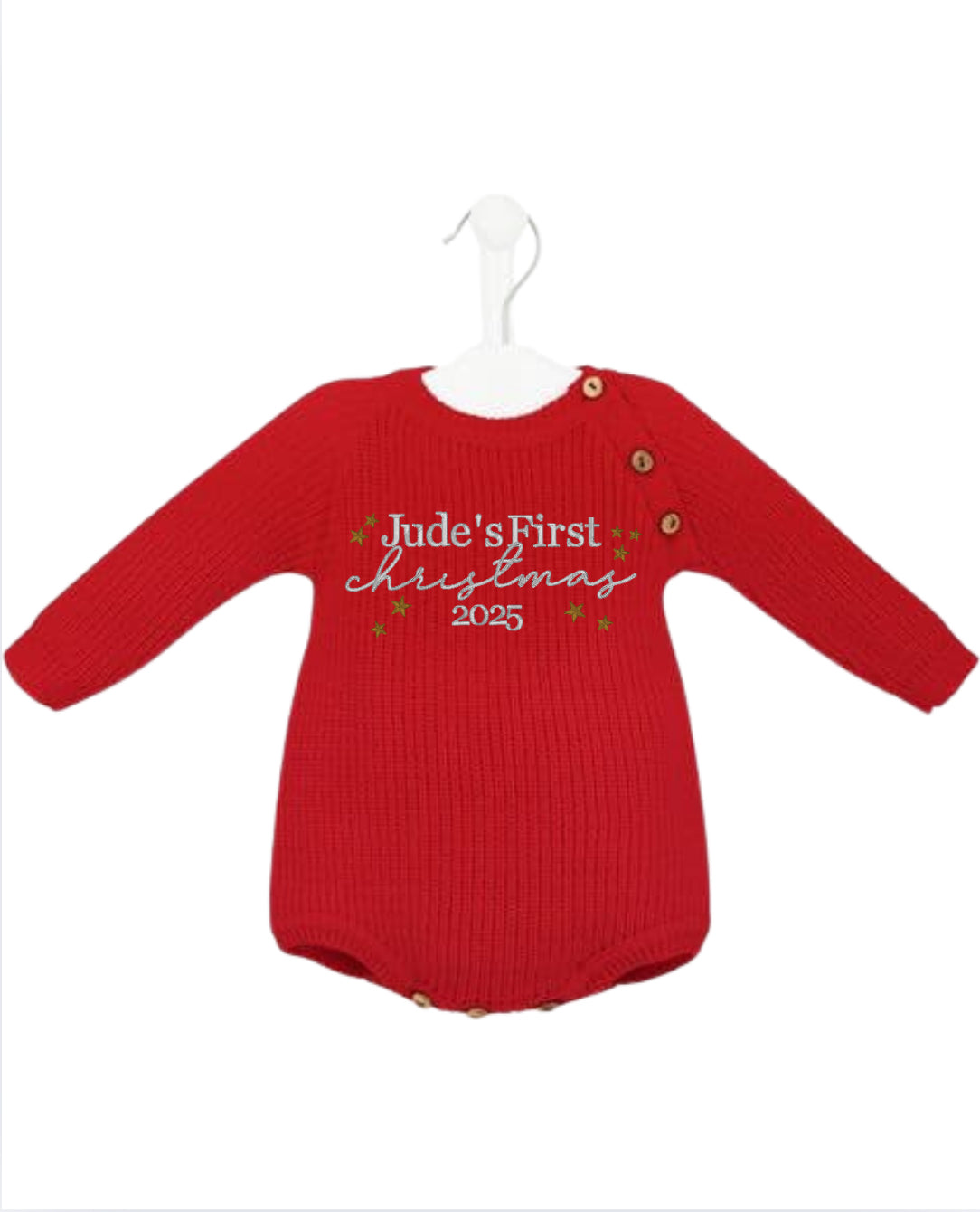 Personalised First Christmas Red Romper (PRE ORDER DUE END OF OCTOBER)