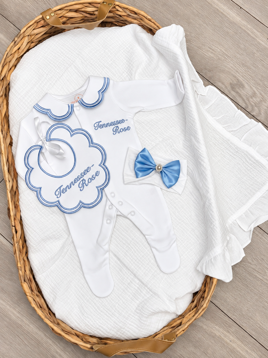 Personalised baby grow and bib set