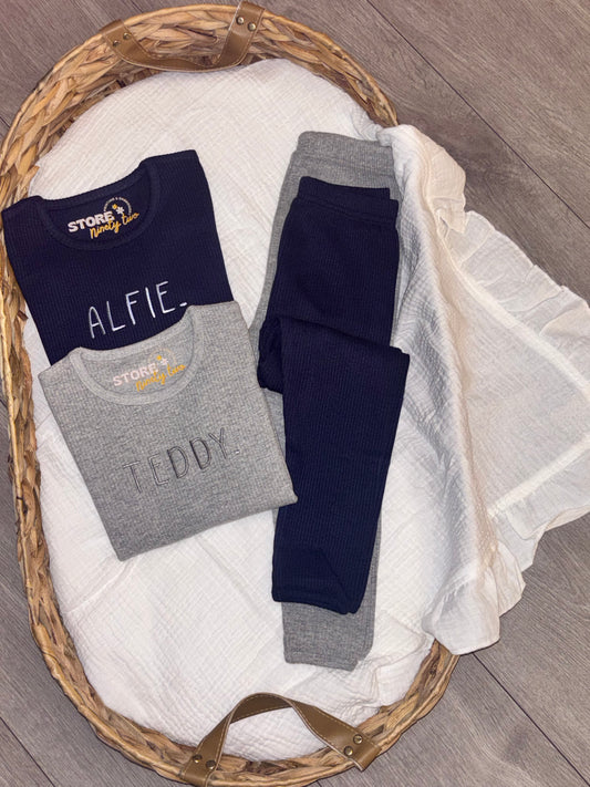 Embroidered Ribbed Loungewear