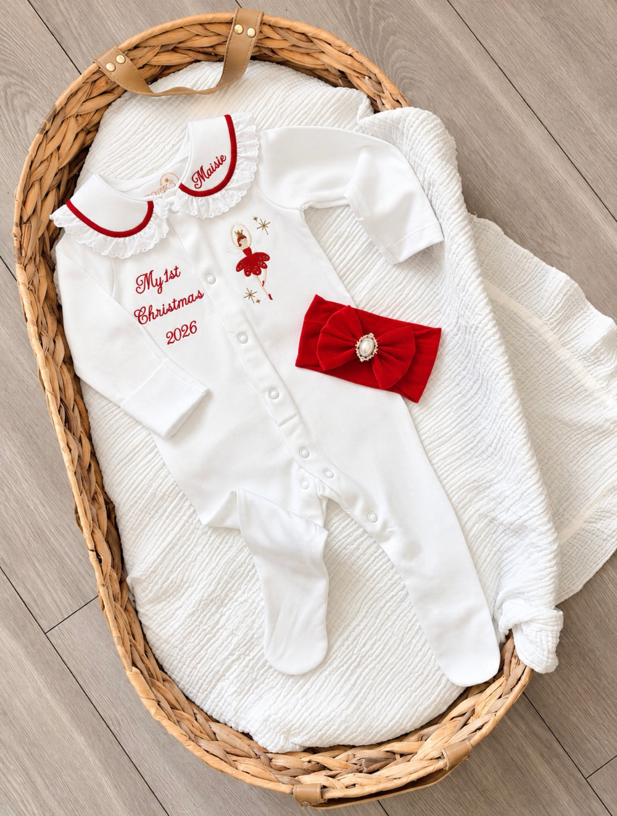 Personalised Ballerina 1st Christmas Babygrow