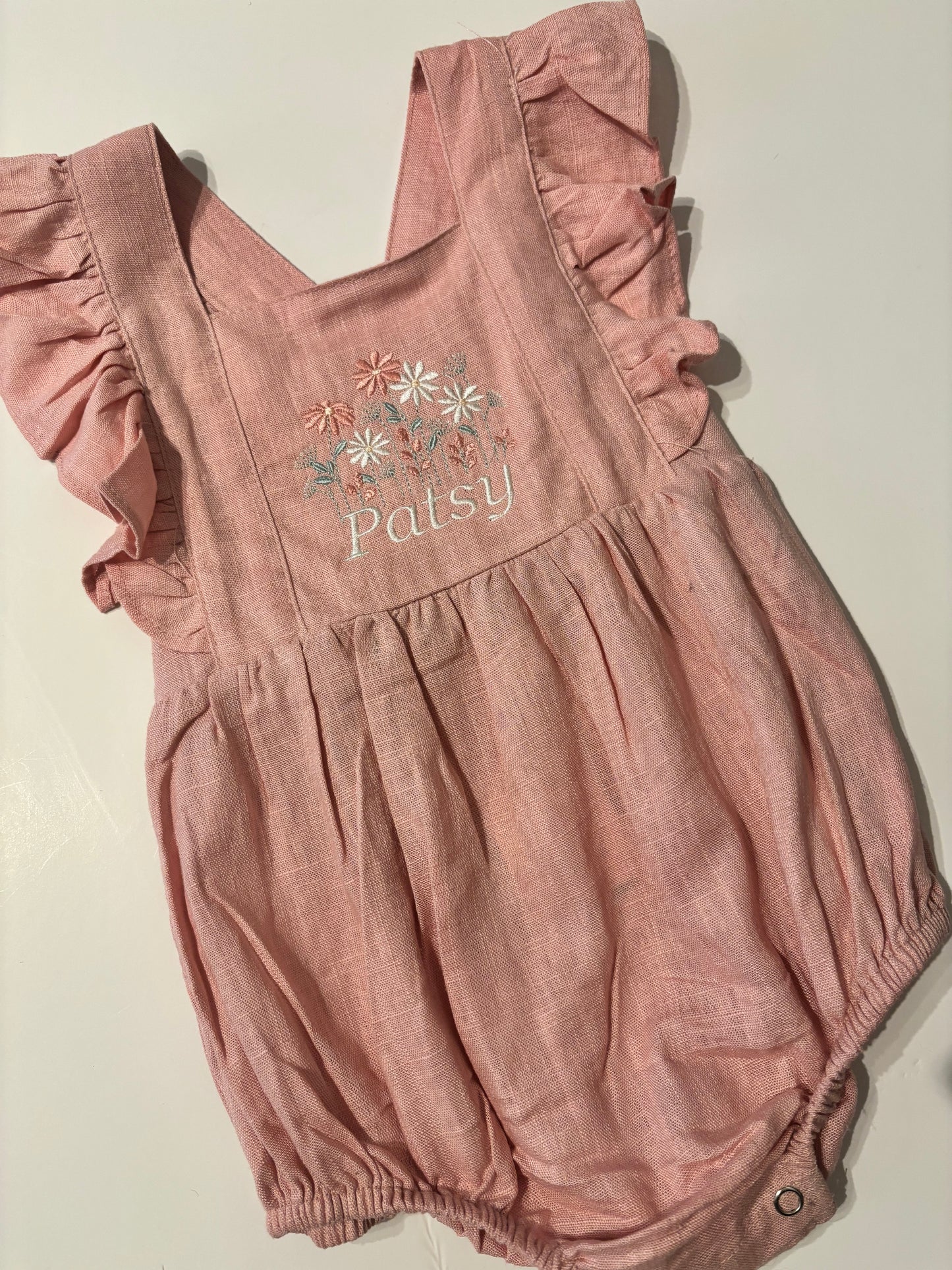 Personalised Embroidered Frill Romper