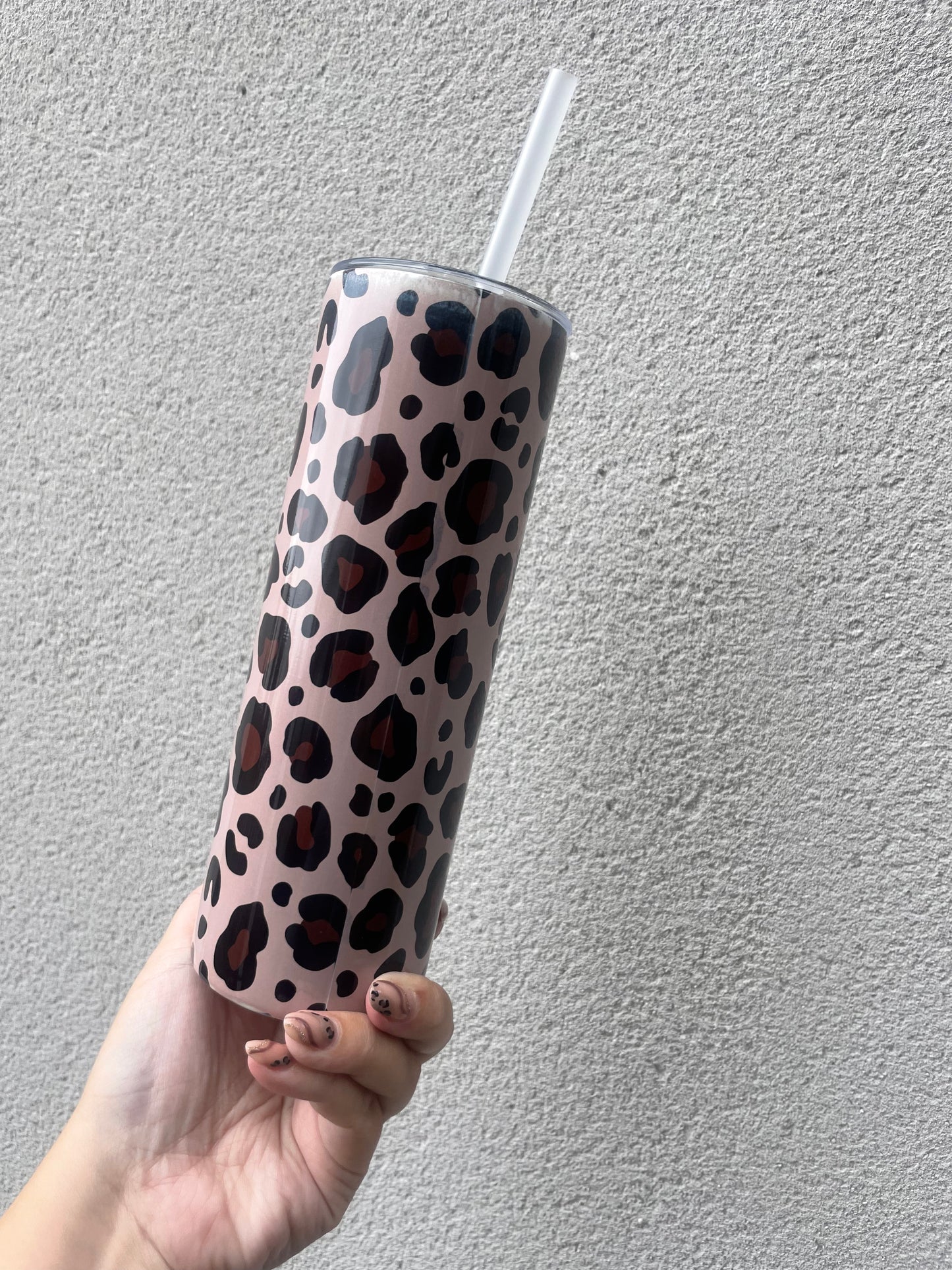 Personalised Leopard Tumbler with Straw