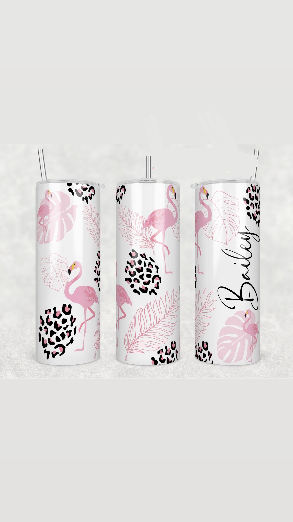 Personalised flamingo Tumbler with Straw