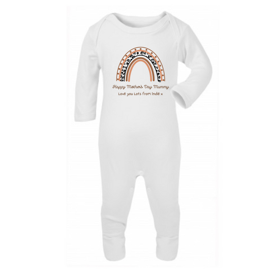 Personalised Leopard Rainbow Mothers Day Babygrow