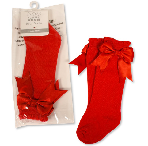 Red Satin Bow Knee Socks