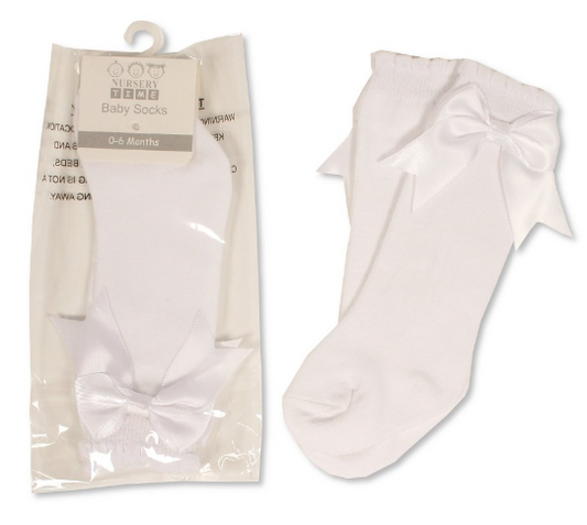 White Satin Bow Knee Socks