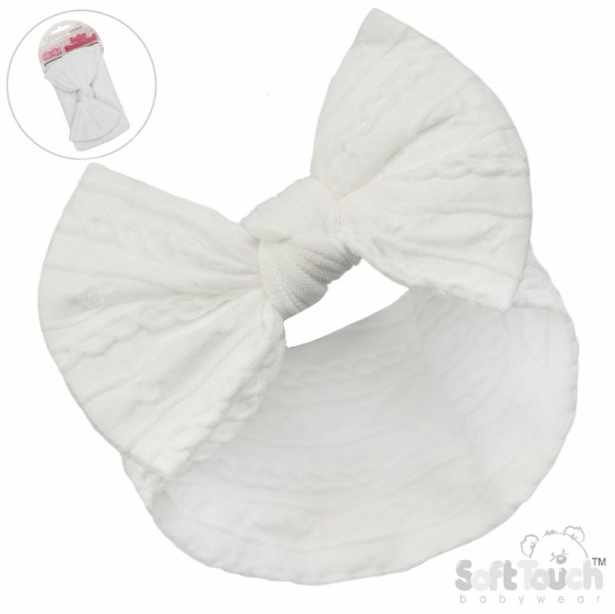 White Cable Bow Headband