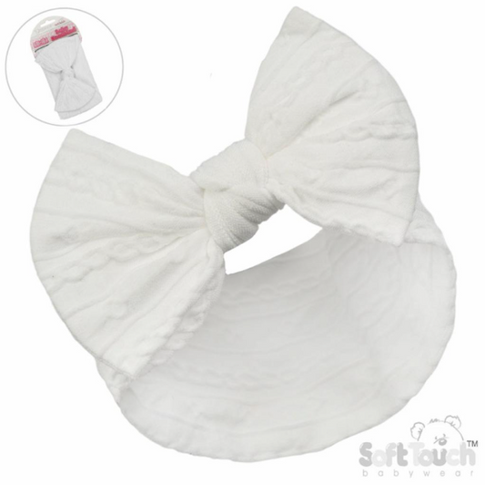 White Cable Bow Headband