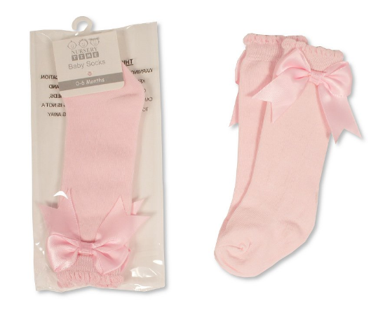 Pink Satin Bow Knee Socks