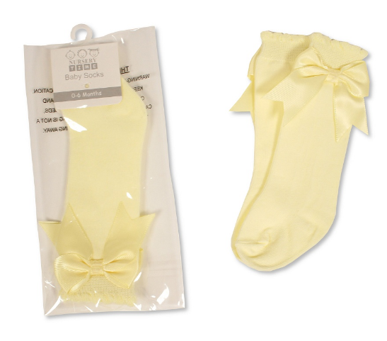 Lemon Satin Bow Knee Socks