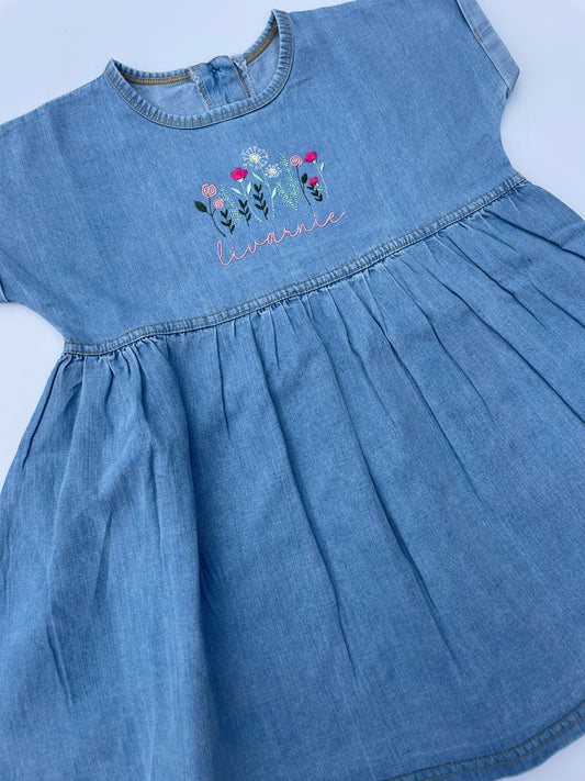 Personalised Floral Denim Dress