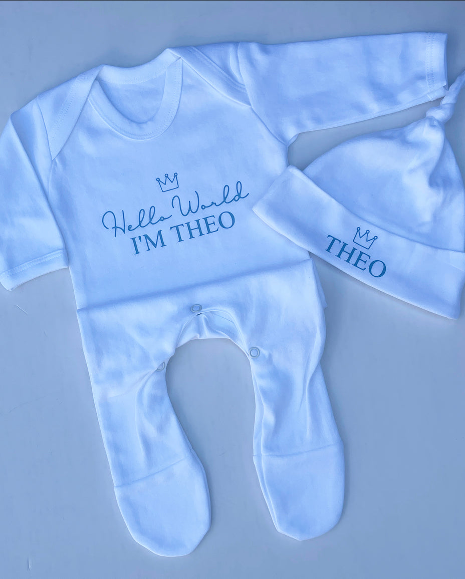 "Hello World" Babygrow & Hat